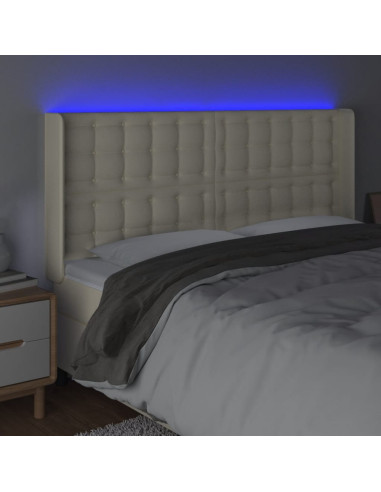 Testiera a LED Crema 183x16x118/128 cm in Similpelle