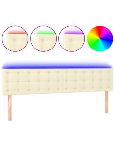 Testiera Crema a LED 160x5x78/88 cm in Similpelle 2