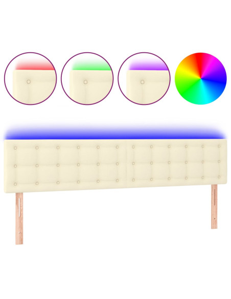 Testiera Crema a LED 160x5x78/88 cm in Similpelle