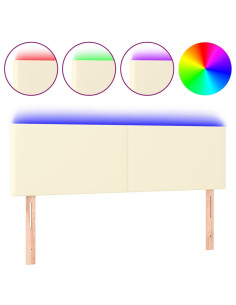 Testiera Crema a LED 144x5x78/88 cm in Similpelle 2