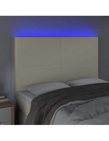 Testiera a LED Crema 144x5x118/128 cm in Similpelle