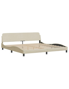 Giroletto con LED senza Materasso Crema 200x200 cm in Tessuto