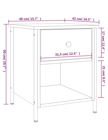 Comodino Rovere Sonoma 40x42x50 cm in Legno Multistrato
