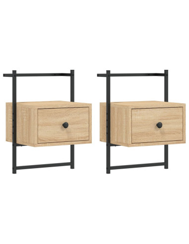 Comodini a Muro 2 pz Rovere Sonoma 35x30x51cm Legno Multistrato