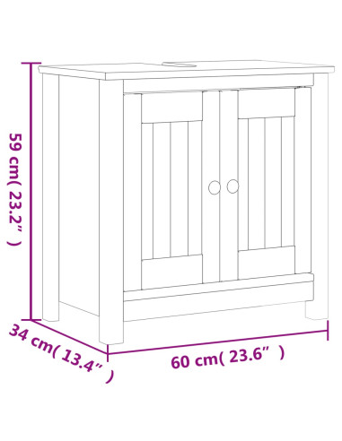Set Mobili da Bagno 3 pz BERG Bianco in Legno Massello di Pino
