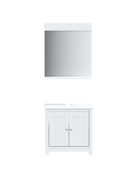 Set Mobili da Bagno 2 pz BERG Bianco in Legno Massello di Pino
