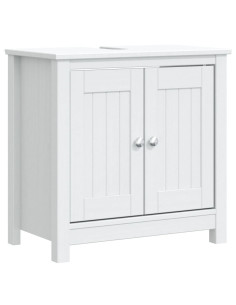 Set Mobili da Bagno 2 pz BERG Bianco in Legno Massello di Pino 2