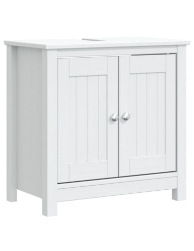 Set Mobili da Bagno 2 pz BERG Bianco in Legno Massello di Pino