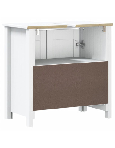 Mobile Lavabo da Bagno BERG Bianco 60x34x59 cm Massello Pino