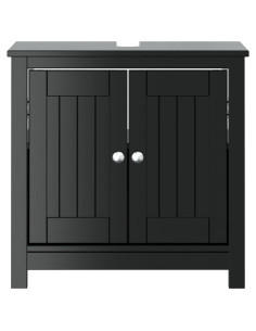 Mobile Lavabo da Bagno BERG Nero 60x34x59cm Legno Massello Pino 2