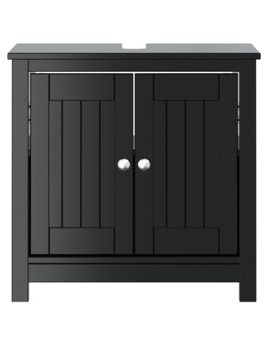 Mobile Lavabo da Bagno BERG Nero 60x34x59cm Legno Massello Pino