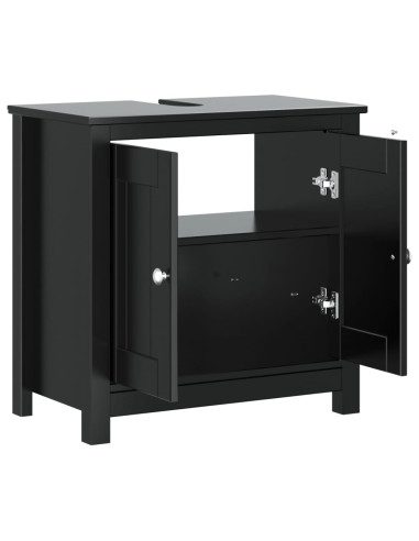 Mobile Lavabo da Bagno BERG Nero 60x34x59cm Legno Massello Pino