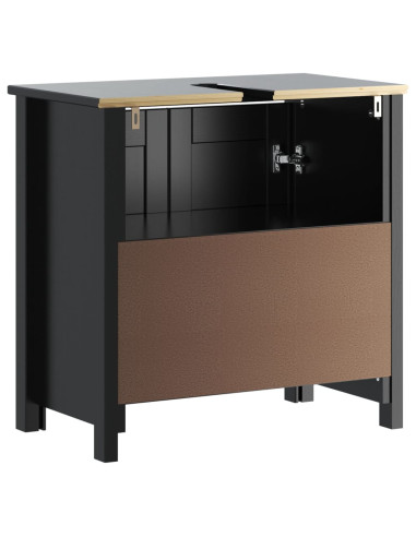 Mobile Lavabo da Bagno BERG Nero 60x34x59cm Legno Massello Pino