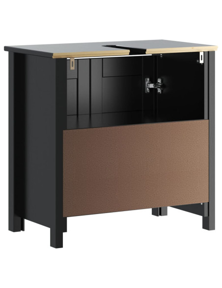 Mobile Lavabo da Bagno BERG Nero 60x34x59cm Legno Massello Pino
