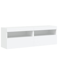 Set Mobili TV a Muro 7 pz con Luci LED Bianco 2