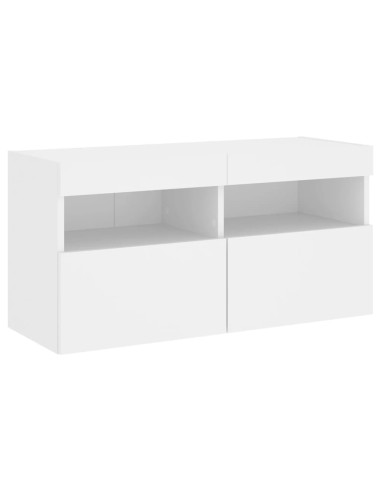 Set Mobili TV a Muro 7 pz con Luci LED Bianco