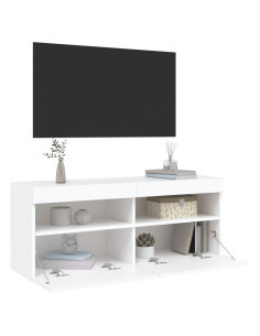 Mobile TV a Parete con Luci LED Bianco 100x30x40 cm
