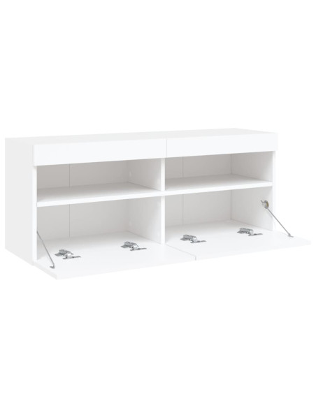 Mobile TV a Parete con Luci LED Bianco 100x30x40 cm