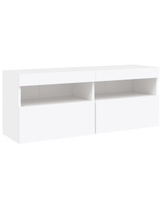 Set Mobili TV a Muro 7 pz con Luci LED Bianco 2