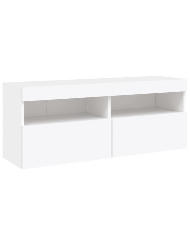 Set Mobili TV a Muro 7 pz con Luci LED Bianco