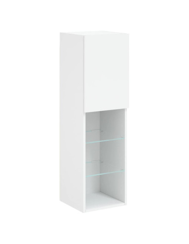 Set Mobili TV a Muro 7 pz con Luci LED Bianco