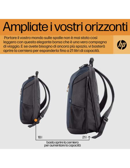 HP Zaino per laptop Travel 15.6 Blue Night da 18 litri