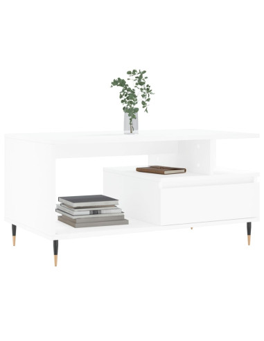 Tavolino da Salotto Bianco 90x49x45 cm in Legno Multistrato