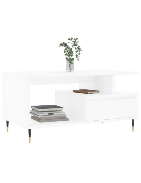 Tavolino da Salotto Bianco 90x49x45 cm in Legno Multistrato