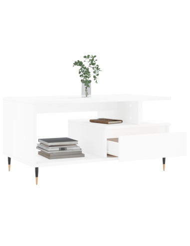 Tavolino da Salotto Bianco 90x49x45 cm in Legno Multistrato