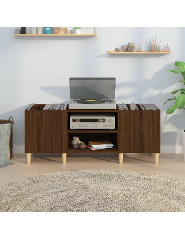 Mobile Porta Dischi Rovere Marrone 121x38x48 Legno Multistrato