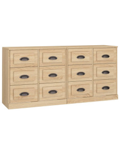 Credenze 2 pz Rovere Sonoma in Legno Multistrato 2