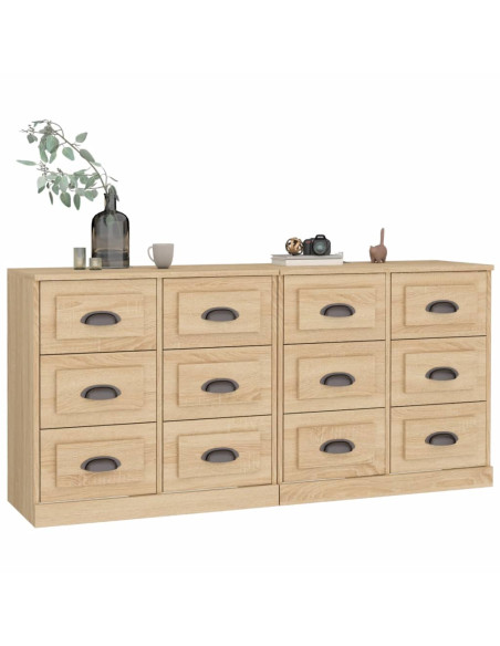 Credenze 2 pz Rovere Sonoma in Legno Multistrato