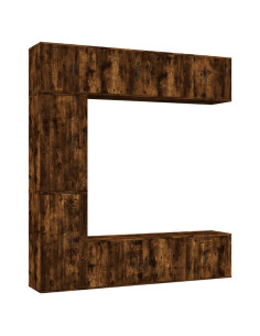 Set di Mobili Porta TV 7 pz Rovere Fumo in Legno Multistrato 2