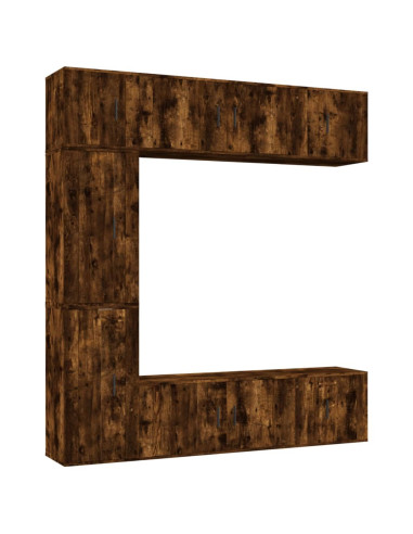 Set di Mobili Porta TV 7 pz Rovere Fumo in Legno Multistrato