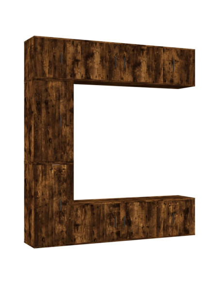 Set di Mobili Porta TV 7 pz Rovere Fumo in Legno Multistrato