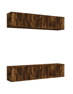 Set di Mobili Porta TV 6 pz Rovere Fumo in Legno Multistrato 2