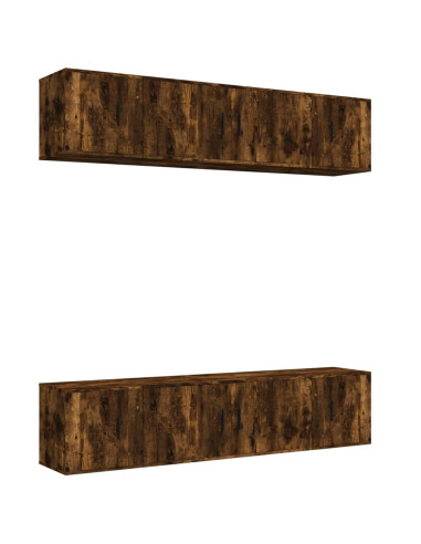 Set di Mobili Porta TV 6 pz Rovere Fumo in Legno Multistrato