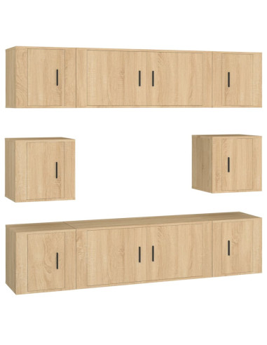 Set Mobili Porta TV 8pz Rovere Sonoma in Legno Multistrato