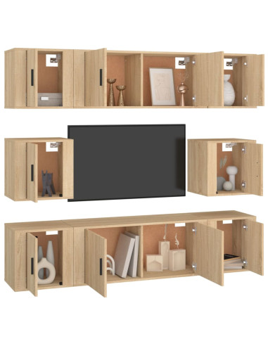 Set Mobili Porta TV 8pz Rovere Sonoma in Legno Multistrato