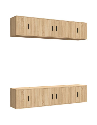 Set di Mobili Porta TV 6 pz Rovere Sonoma in Legno Multistrato