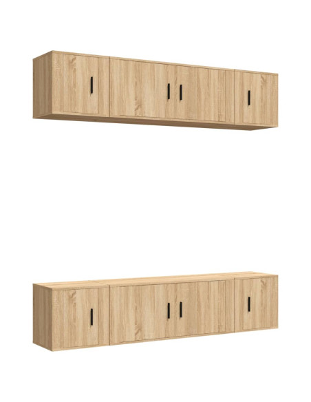 Set di Mobili Porta TV 6 pz Rovere Sonoma in Legno Multistrato