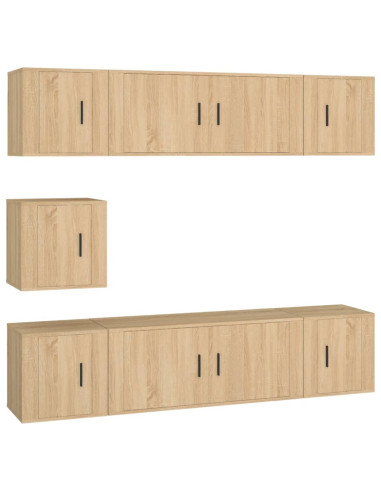 Set di Mobili Porta TV 7 pz Rovere Sonoma in Legno Multistrato
