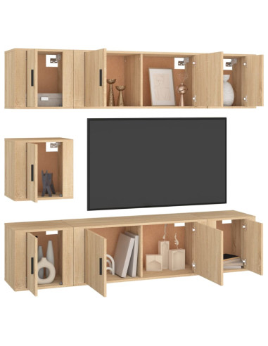 Set di Mobili Porta TV 7 pz Rovere Sonoma in Legno Multistrato