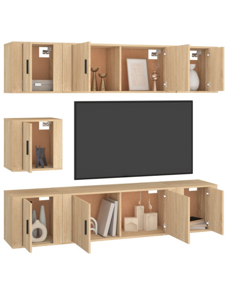 Set di Mobili Porta TV 7 pz Rovere Sonoma in Legno Multistrato