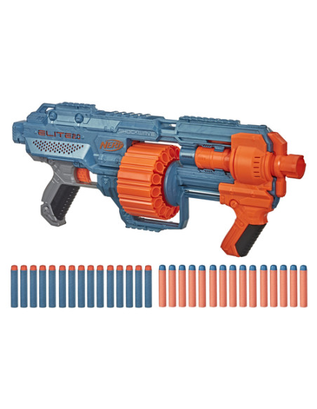 Nerf Elite 2.0 Shockwave RD-15, blaster con tamburo rotante da 15 dardi, lancio a raffica con azione a pompa, capacità di perso