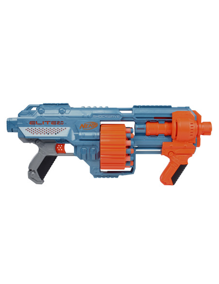 Nerf Elite 2.0 Shockwave RD-15, blaster con tamburo rotante da 15 dardi, lancio a raffica con azione a pompa, capacità di perso