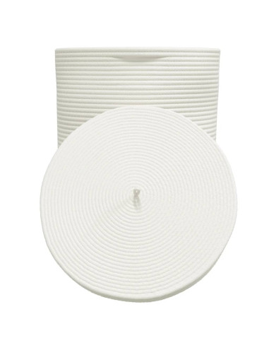 Cestino Portaoggetti Coperchio Marrone e Bianco Ø37x50cm Cotone