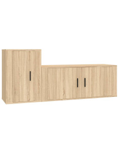 Set di Mobili Porta TV 2 pz Rovere Sonoma in Legno Multistrato