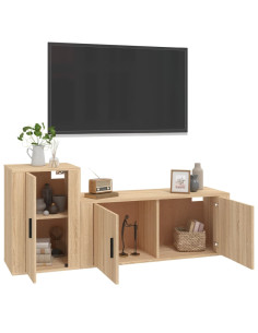 Set di Mobili Porta TV 2 pz Rovere Sonoma in Legno Multistrato 2