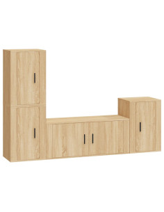 Set di Mobili Porta TV 4 pz Rovere Sonoma in Legno Multistrato